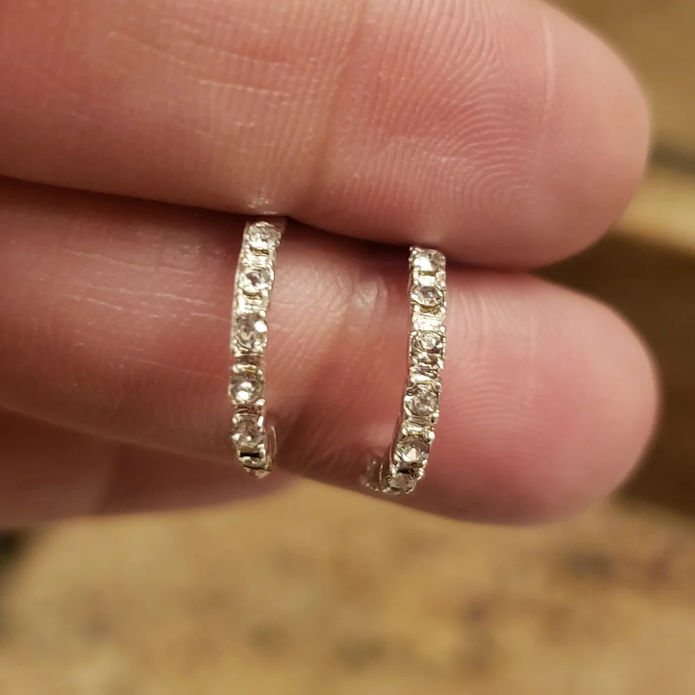 NEW * Half Hoop Cubic Zirconia Earrings